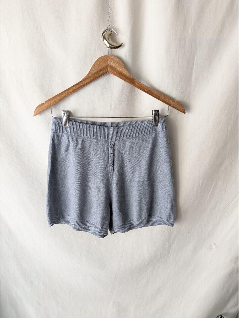 Gray knit lounge shorts